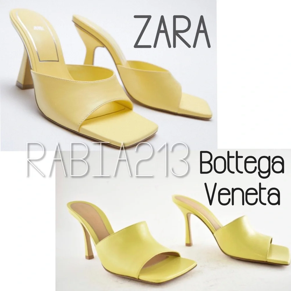 ZARA SQUARE TOE HEELED MULES